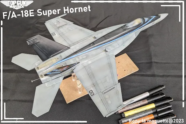 Weathering de la maquette du Super-Hornet.