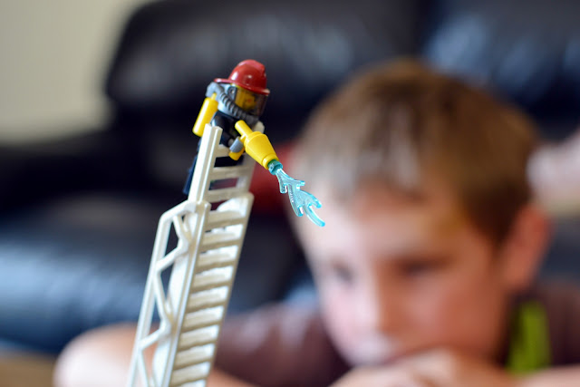 LEGO City Fire Truck fireman up the ladder