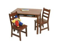 Lipper International 534C Child's Rectangular Table and 2-Chair Set, Cherry