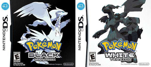 Game covers for the Pokemon games, Black and White for Nintendo DS
