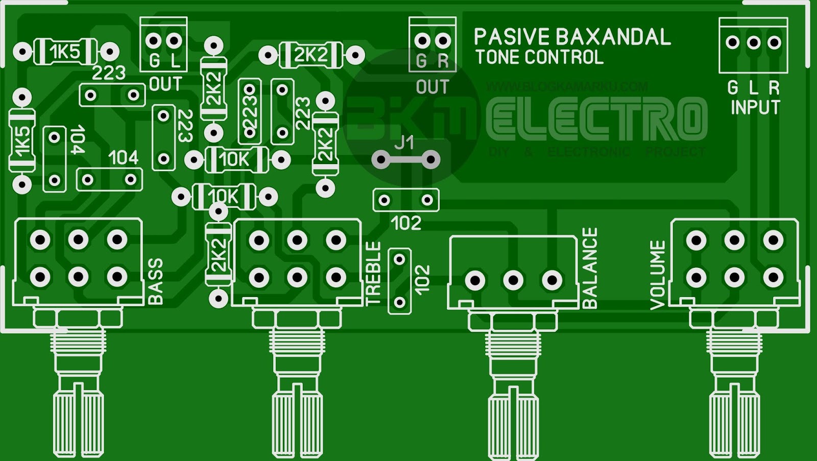 Layout PCB  Tone  Control  Pasive stereo Baxandal BLOGKAMARKU
