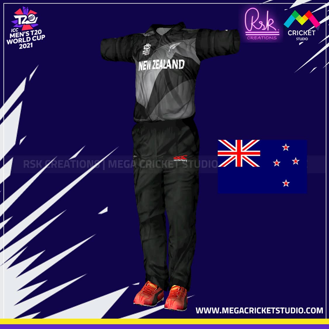 ICC T20 World Cup 2021 New Zealand HD Kit for EA Sports Cricket 07