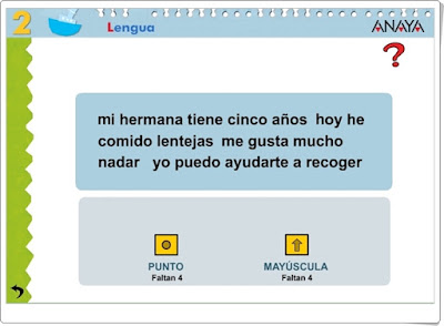 "El punto y la mayúscula" (Actividad interactiva de Lengua Española de Primaria)