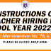 Instructions on Teacher Hiring for School Year 2022-2023 (DM 76, s. 2022)