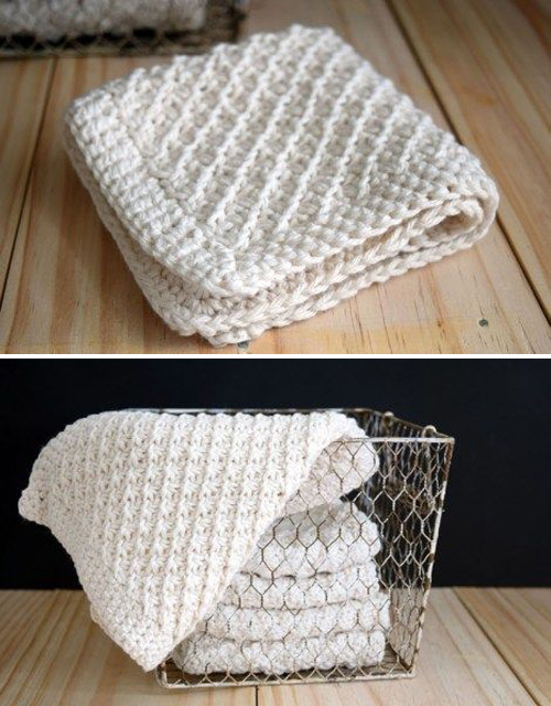 Daisy Stitch Knit Washcloth - Free Pattern 