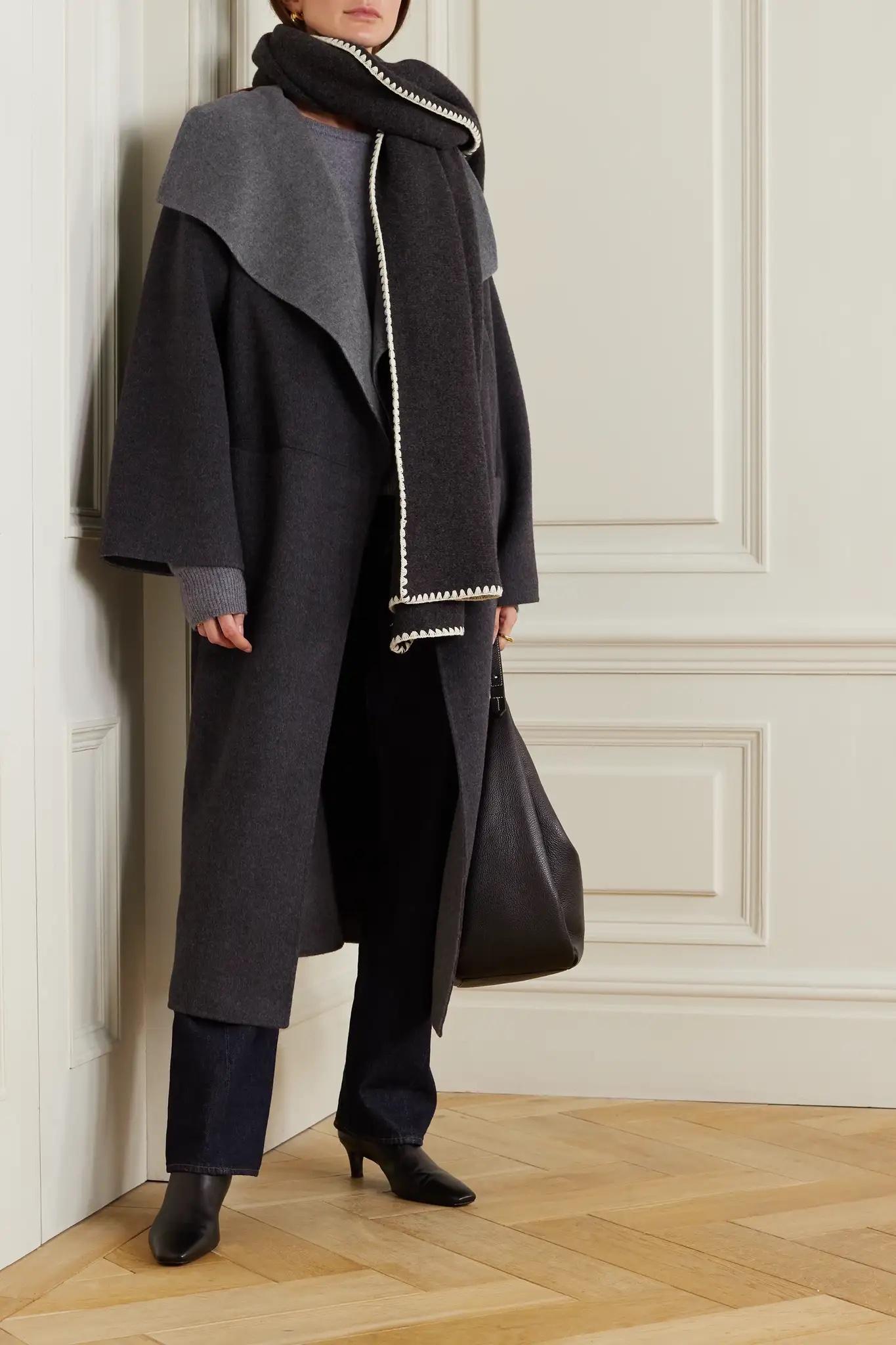 TOTEME Oversized two-tone wool and cashmere-blend coat