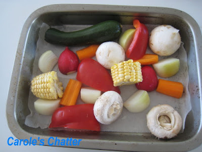 Medley of roast vegetables before going in to the oven: Carole's Chatter