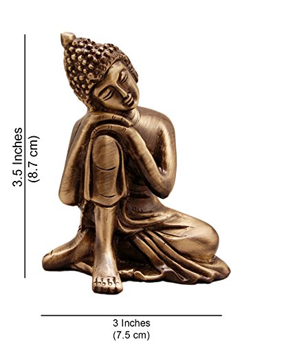 Two Moustaches Brass Buddha Resting Showpiece To Decor Home/Office