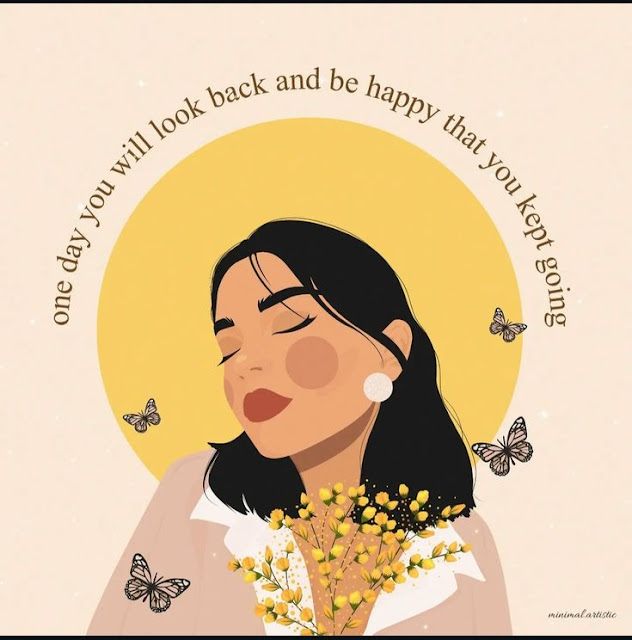 Aesthetic portrait of a girl under fairy lights with a quote about staying hopeful