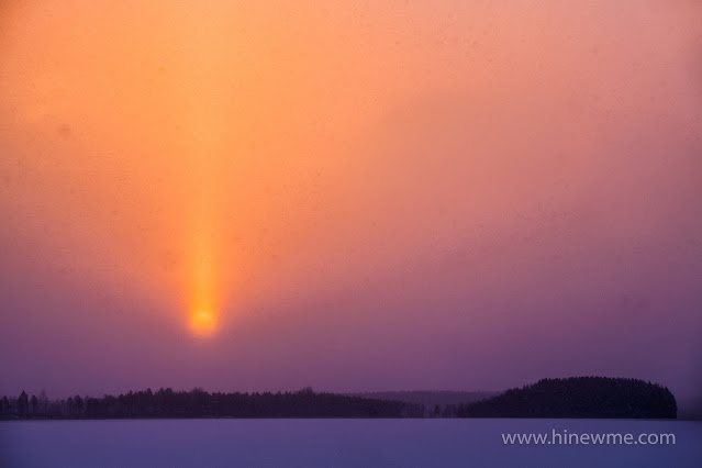 7Travel-Northern Europe. Beautiful sunset snow mountain, forest, lake