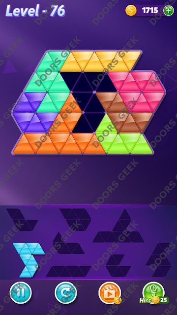 Block! Triangle Puzzle Expert Level 76 Solution, Cheats, Walkthrough for Android, iPhone, iPad and iPod