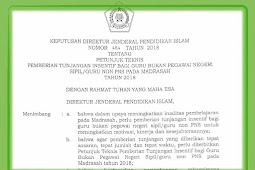 Juknis Tunjangan Insentif Guru Non PNS Madrasah Tahun 2018