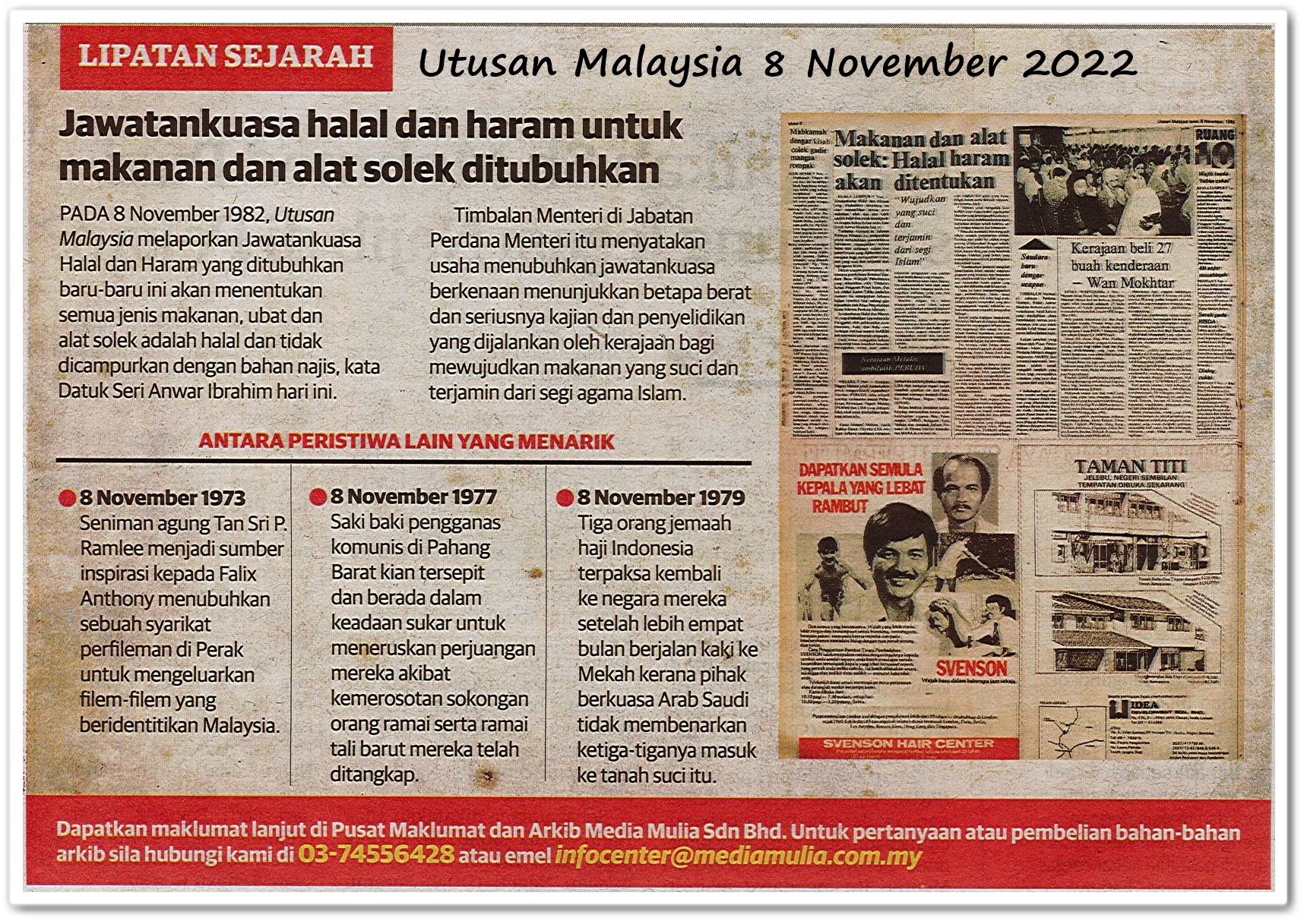 Lipatan sejarah 8 November - Keratan akhbar Utusan Malaysia 8 November 2022