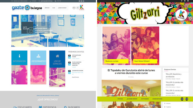 Páginas web de Giltzarri y el centro de información juvenil