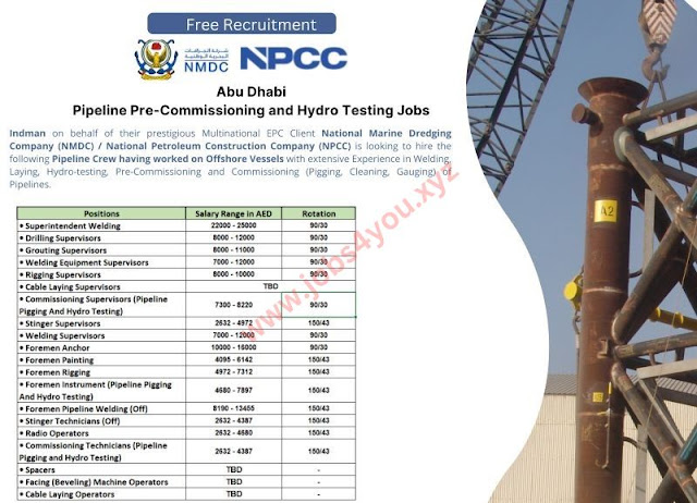 Free Recruitment Offshore – Pipeline Jobs Abu Dhabi