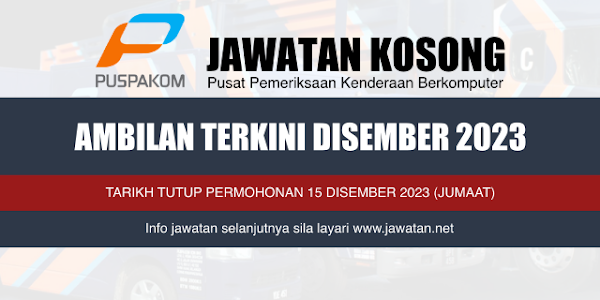 Jawatan Kosong PUSPAKOM Disember 2023