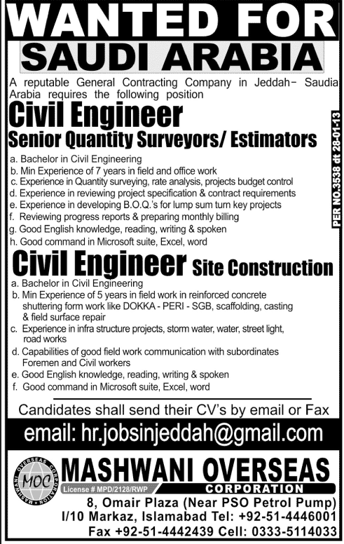 Civil Engineer Jobs.Civil Engineer Site Construction Job 