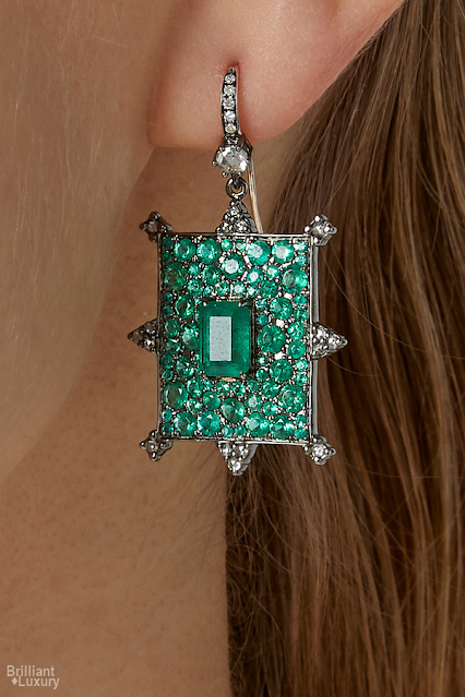 ♦Nam Cho 18k white gold emerald diamond earrings #pantone #jewelry #green #brilliantluxury