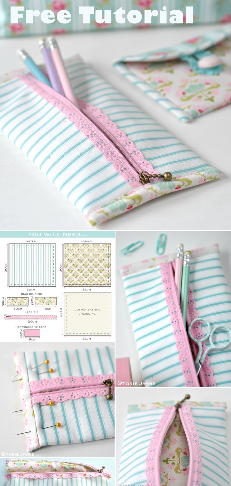 Pretty Lace Zip Pencil Case Tutorial