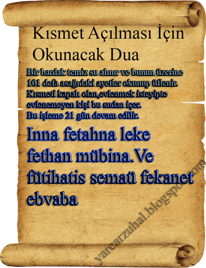 Kısmet açma duası diyanet