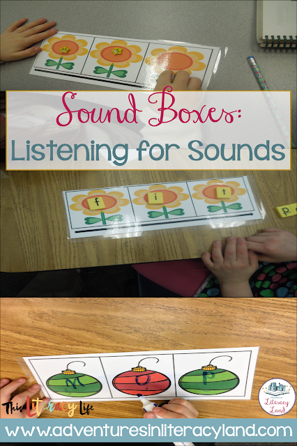 Sound boxes help students attend to sounds in words to help them read and write them.