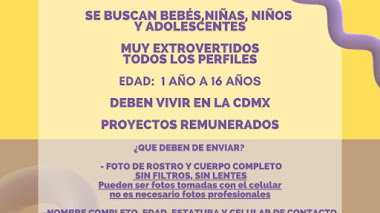 CASTING en MÉXICO: Se buscan BEBÉS, NIÑAS, NIÑOS y ADOLESCENTES entre 1 a 18 años para proyectos publicitarios 2024