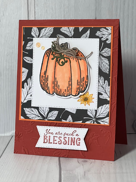 Pumpkin-themed Greeting Card using Stampin' Up! Hello Harvest Stamp Set