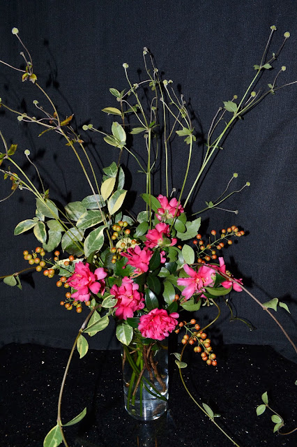 Japanese anemone, camellias, berries, http://growingdays.blogspot.com