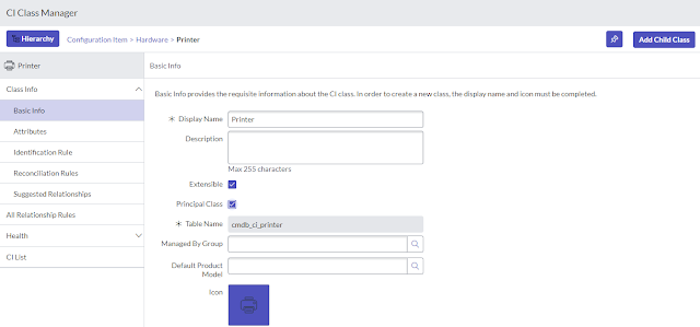 servicenow cmdb, how to make class as principal,how to display ci in incident