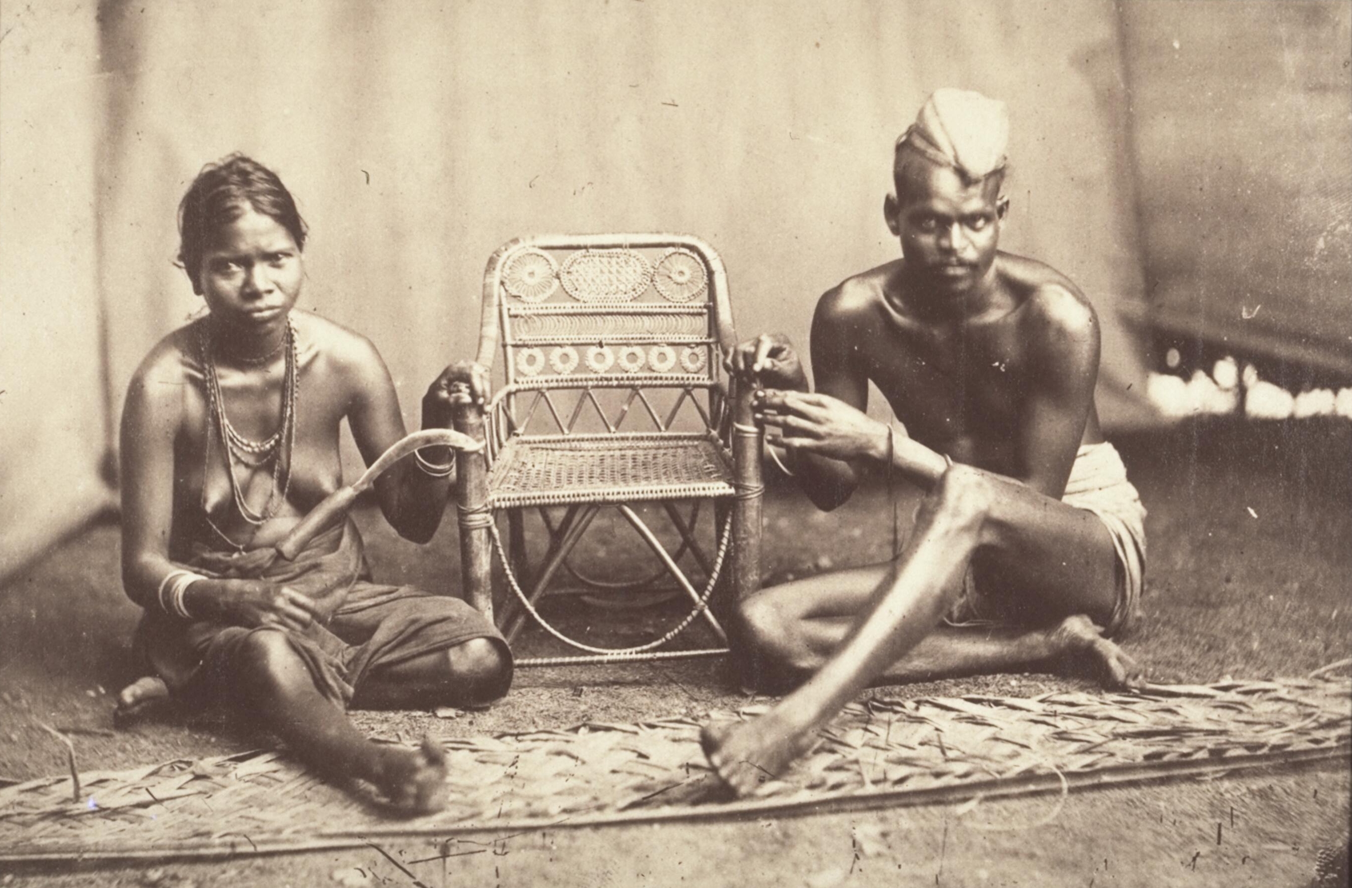 Koraga Tribe Couple (Basket Makers), Dakshina Kannada & Udupi (Udipi), Karnataka, India | Rare & Old Vintage Photos (1902)