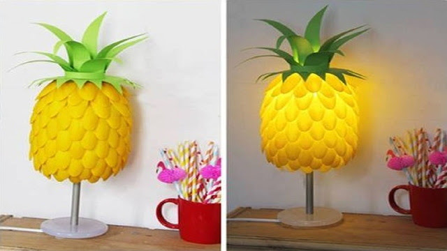 How to Make a Pineapple Shaped Night Lamp from Used Plastic Spoons