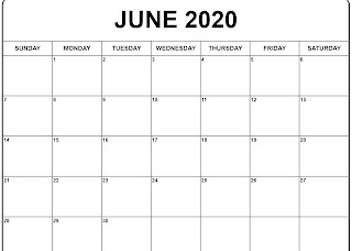 Free Printable Calendar June 2020