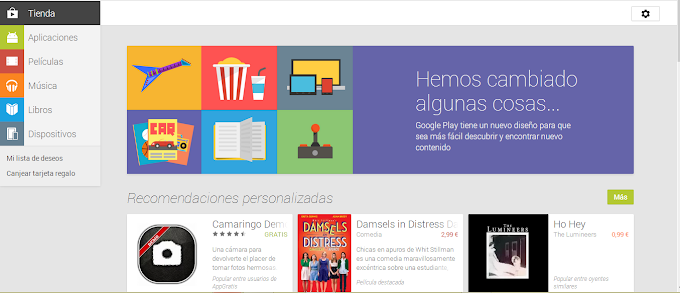 Ya esta disponible la nueva versión Web  de Google play Store con un nuevo y renovado diseño de interfaz