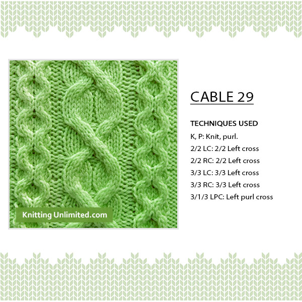 [Intermediate Cable Knitting] Spruce up your knitting with Cable No 29, 37 stitches and 16-row repeat. All it takes is a little bit of time, patience, and determination.