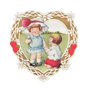 Free Valentine Clip Art: Vintage Valentine's Day Greeting Card with Couple .