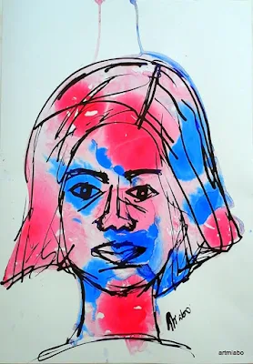 Drawing of a woman Abstract Expressions;Ink on paperboard;miabo enyadike