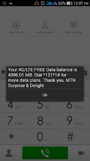 Free 4Glte data bonus MTN 