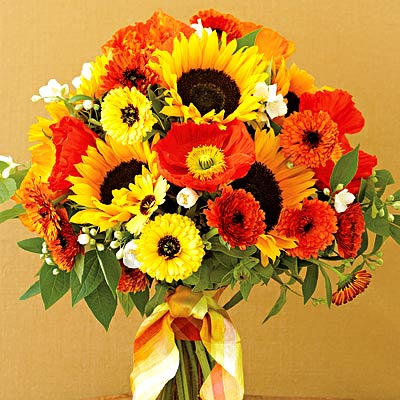 Orange Sunflower Wedding Bouquet See To World