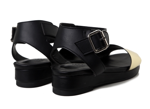 Two Tone Sandals with Metallic Straps