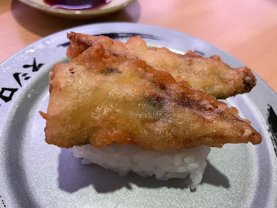 Sushiro, hokkaido sardin tempura nigiri