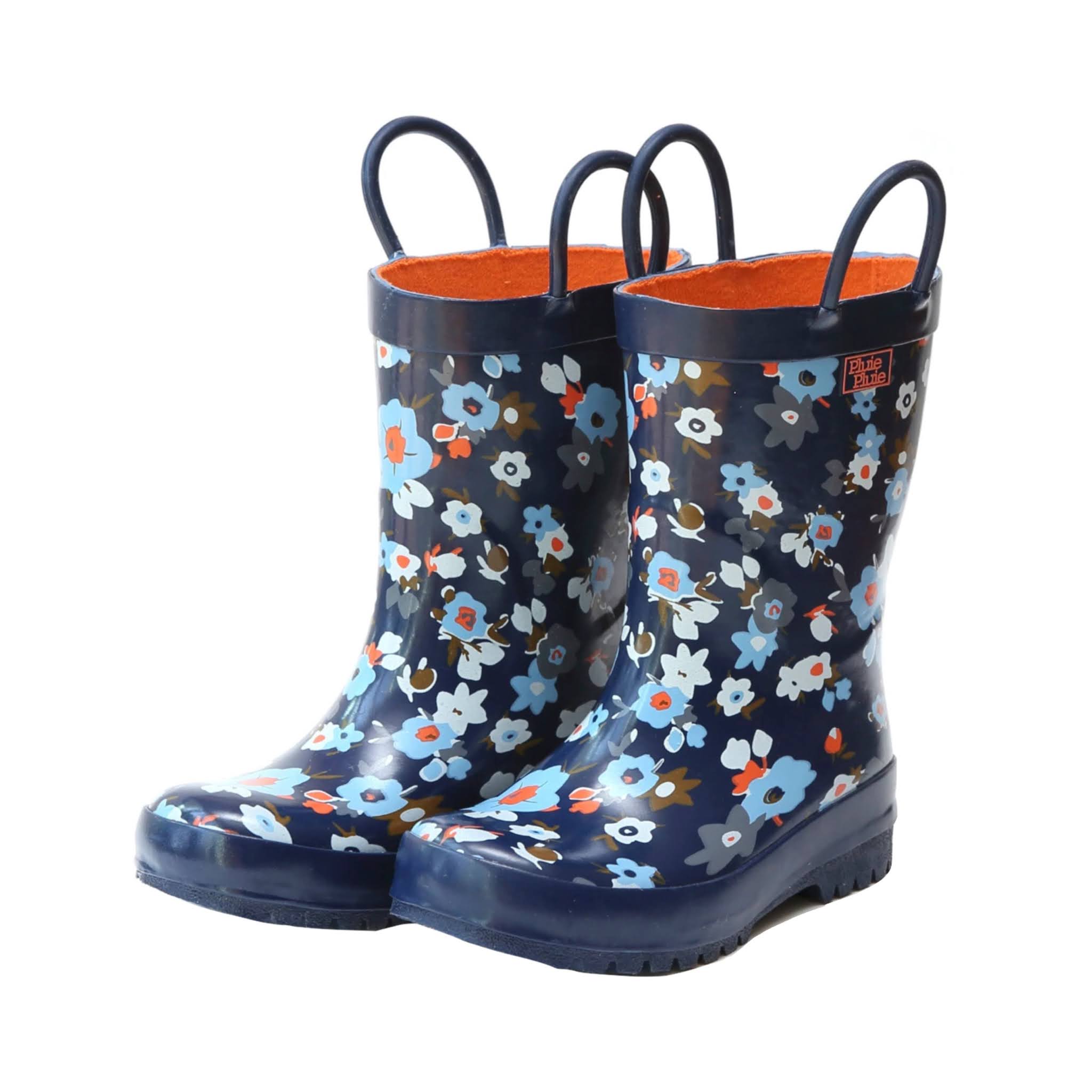 Girls Navy Floral Rain Boots from Pluie Pluie