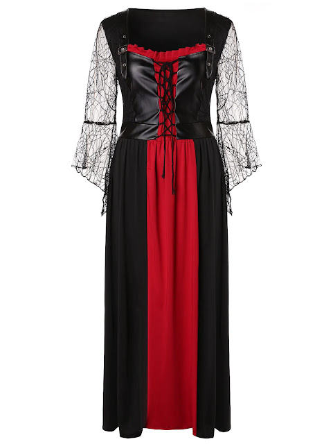 Plus Size Lace Up Maxi Halloween Dress