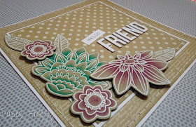 Kraft card for a friend using My Favorite Things Fancy flowers stamps and dies