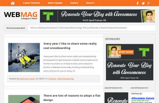 web magazine blogspot theme