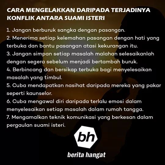 Tips elak berlakunya konflik antara suami isteri.