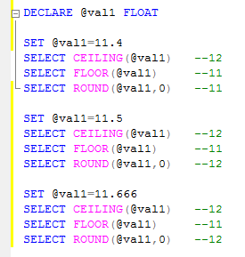 Round sql example