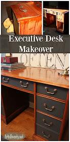 executive desk makeover before and after diy painted furniture cherry wood general finishes queenstown gray before and after