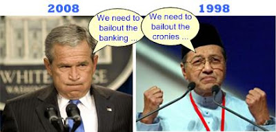 George Bush Mahathir asking for bailout