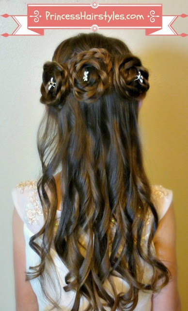 triple rosette buns flower hair hairstyle