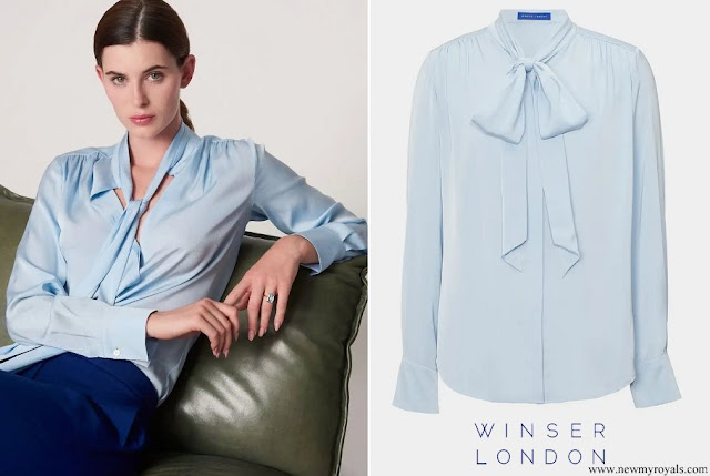 Princess of Wales wore Winser London Silk Blouse and Bow in Soft Blue